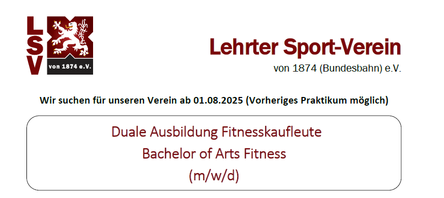 Duale Ausbildung Fitnesskaufleute / Bachelor of Arts Fitness (m/w/d)